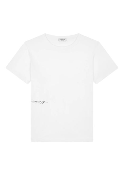 T-shirt Dondup uomo US198JF0309U IU2 Bianca girocollo manica corta stampa laterale DONDUP | US198JF0309U IU2000